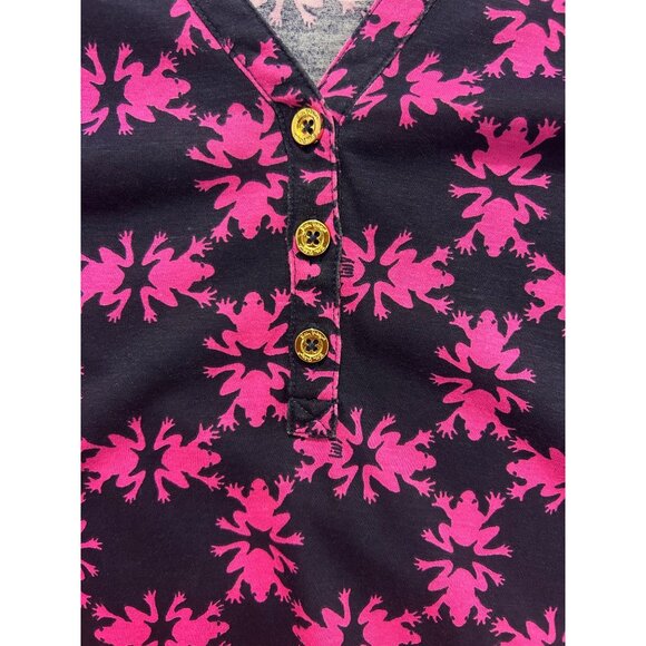 Lilly Pulitzer Janelle Get Hoppy Henley Top Cotton with Frogs size Small - Picture 6 of 6